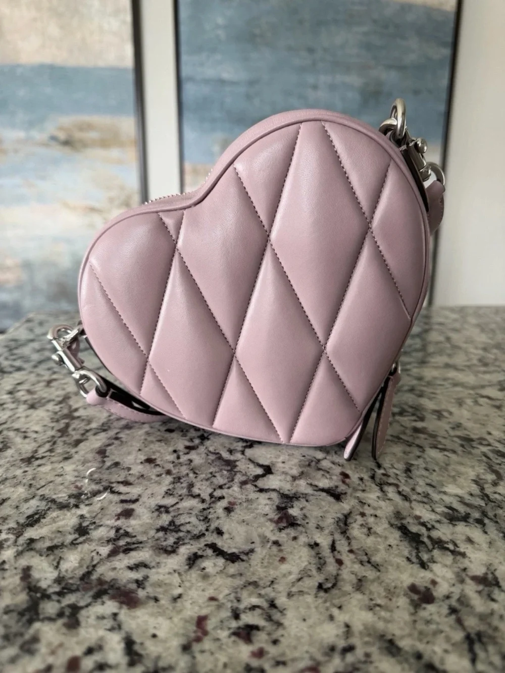 Coach Quilted Heart Crossbody Bag Soft Purple